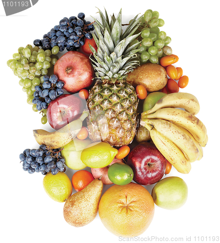 Image of Tropical fruits on white background