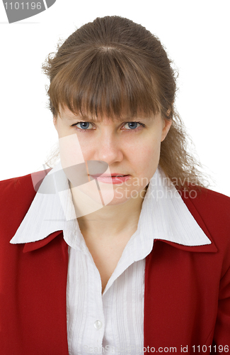 Image of Strict woman looks at us