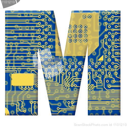 Image of Letter from electronic circuit board alphabet on white backgroun