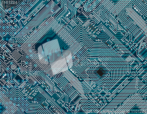 Image of Printed dark blue industrial circuit board background