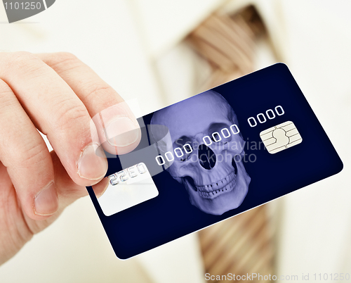 Image of Banking plastic credit card bearing death