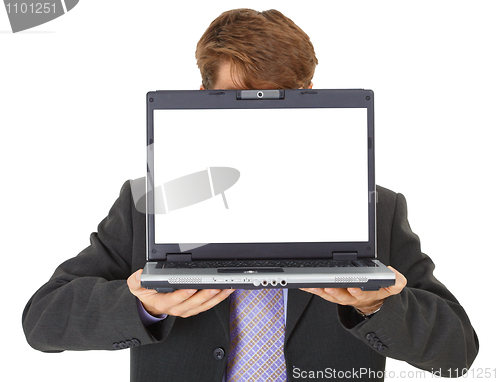 Image of Office worker shows computer screen