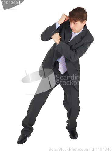 Image of Business blocking a blow on white background