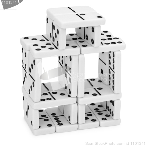 Image of Intricate construction of dominoes