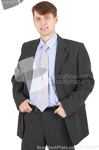 Image of Young businessman in a business suit on white background