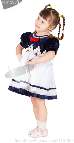 Image of Funny little girl on white background