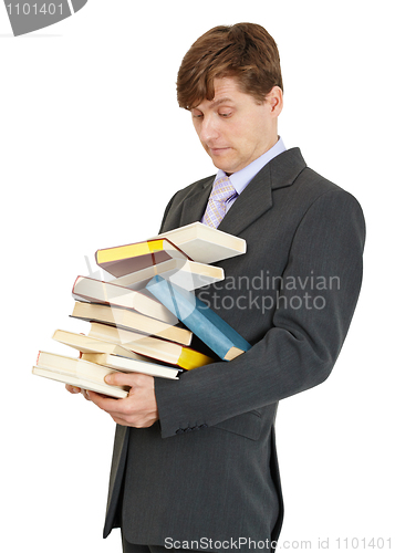 Image of Student has great bunch of textbooks