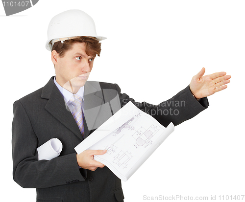 Image of Foreman pointing direction, isolated on white