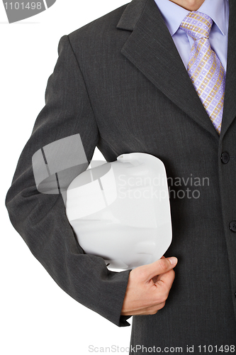 Image of Engineer with helmet, close-up without face