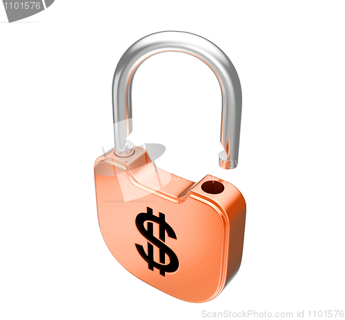 Image of Unlocked US dollar currency padlock