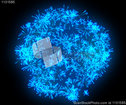 Image of Festive blue fireworks explosions