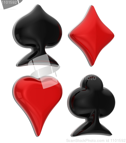 Image of Casino: Glossy colorful card suits isolated