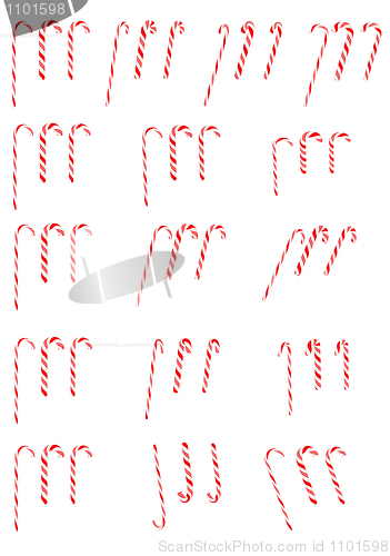 Image of Collection of Candy canes isolated