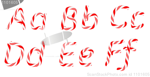 Image of Candy cane font A - F letters isolated