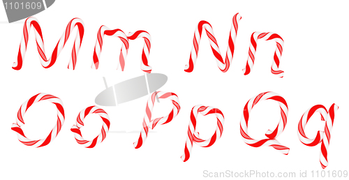 Image of Candy cane font M - Q letters isolated