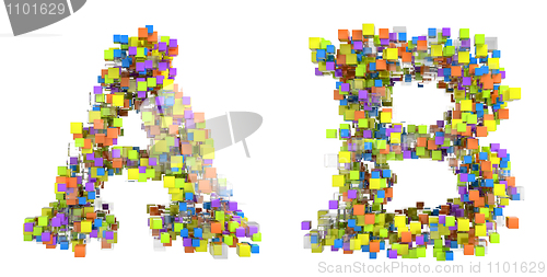 Image of Abstract cubes font A and B letters isolated