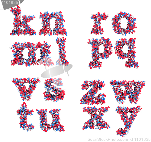 Image of Abstract 3D font small K-Z letters