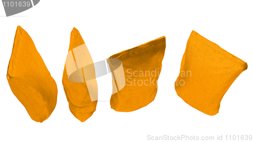 Image of Top view of 4 Golden sacking packages for coffee 