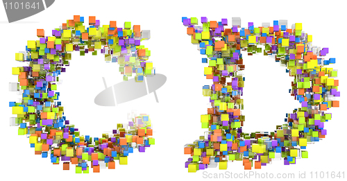 Image of Abstract cubes font C and D letters isolated