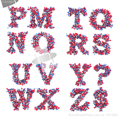 Image of Abstract 3D font M-Z letters and symbols