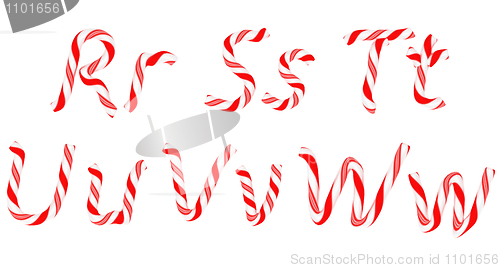 Image of Candy cane font R - W letters isolated