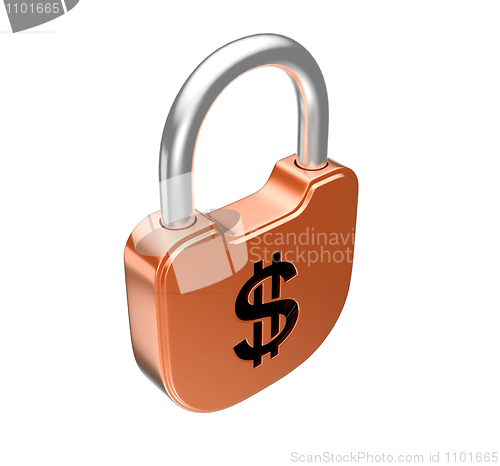 Image of Locked padlock - dollar currency concept