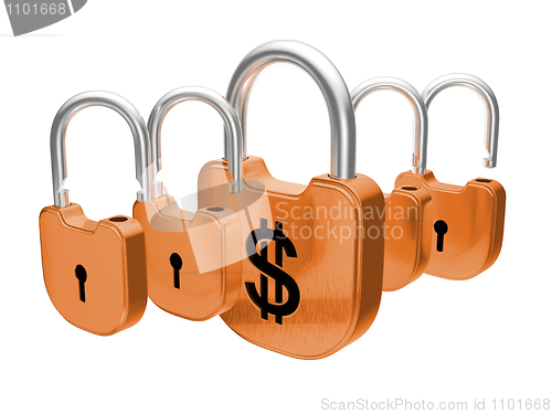 Image of Padlocks - US dollar currency safety concept