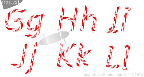 Image of Candy cane font G - L letters isolated