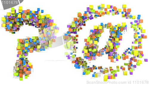 Image of Abstract cubes font at and query symbols