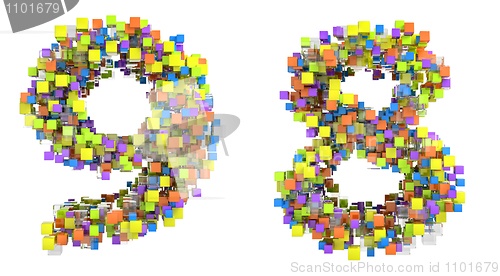 Image of Abstract cubic font 8 and 9 figures