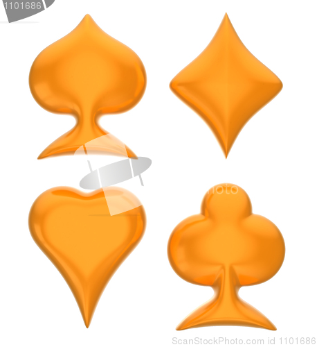 Image of Orange card suits isolated