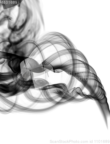 Image of Abstract black smoke swirl on white