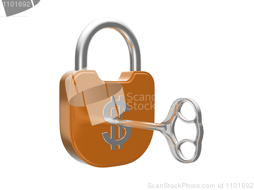 Image of Locking the US dollar currency lock with key