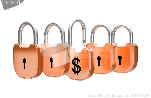 Image of Padlocks concept - US dollar currency safety