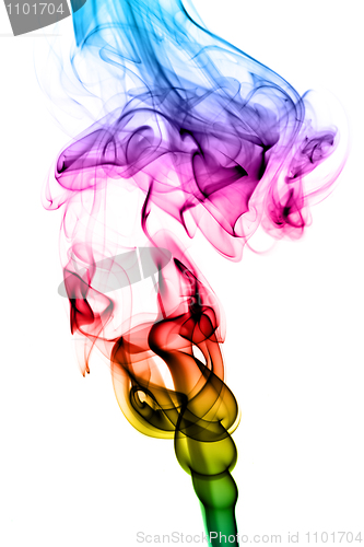 Image of Abstract puff of colorful smoke on white