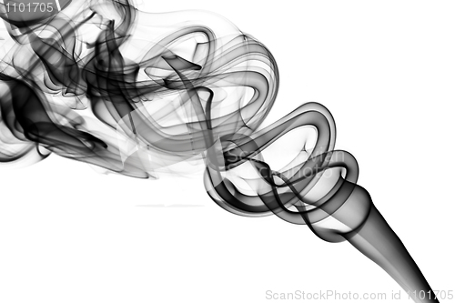 Image of Abstract black smoke swirls on white