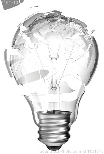 Image of Making mistake. Smashed lightbulb isolated