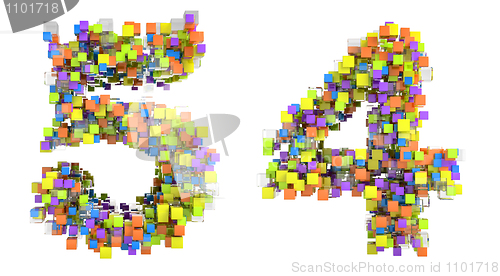 Image of Abstract cubic font 4 and 5 figures 