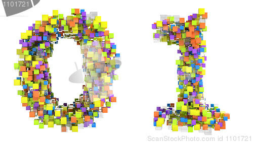 Image of Abstract cubic font 0 and 1 figures