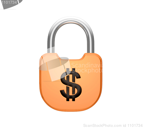 Image of Locked padlock US dollar currency concept