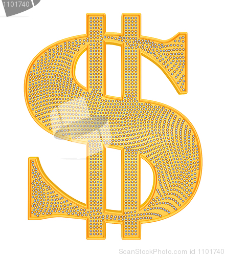 Image of Golden Dollar symbol incrusted with diamonds