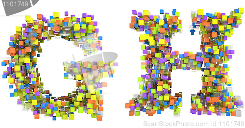 Image of Abstract cubes font G and H letters isolated