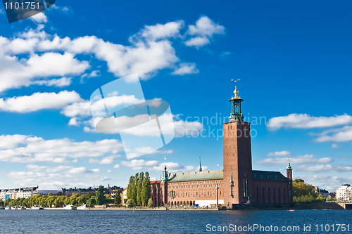 Image of Stockholm city hall and blue sky