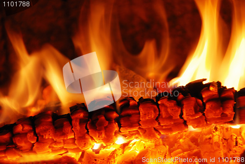 Image of live coals in the oven