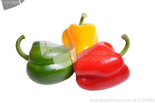 Image of Three sweet peppers isolated on a white background