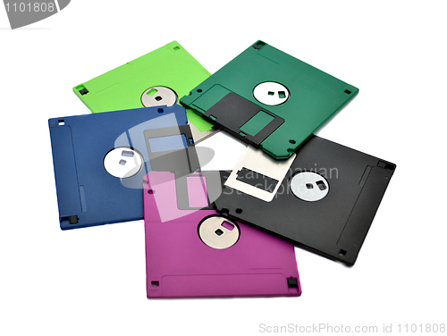Image of Floppy diskettes on a white background