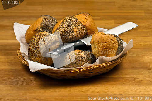 Image of Fresh Bread Rolls In Basket