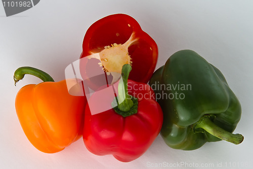 Image of Red, Green and Orange Pepper Fruits