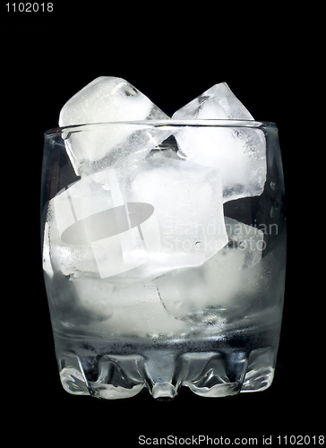 Image of Refreshment: Glass with ice cubes 