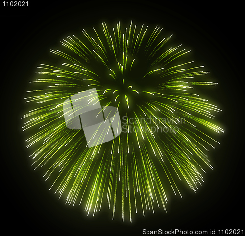 Image of Green fireworks explosions 